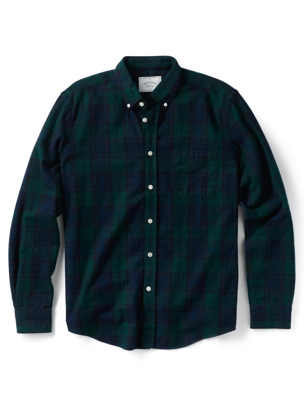 Portuguese Flannel Heritage Shirt Men Medium Green Navy Plaid Button Down Bonfim